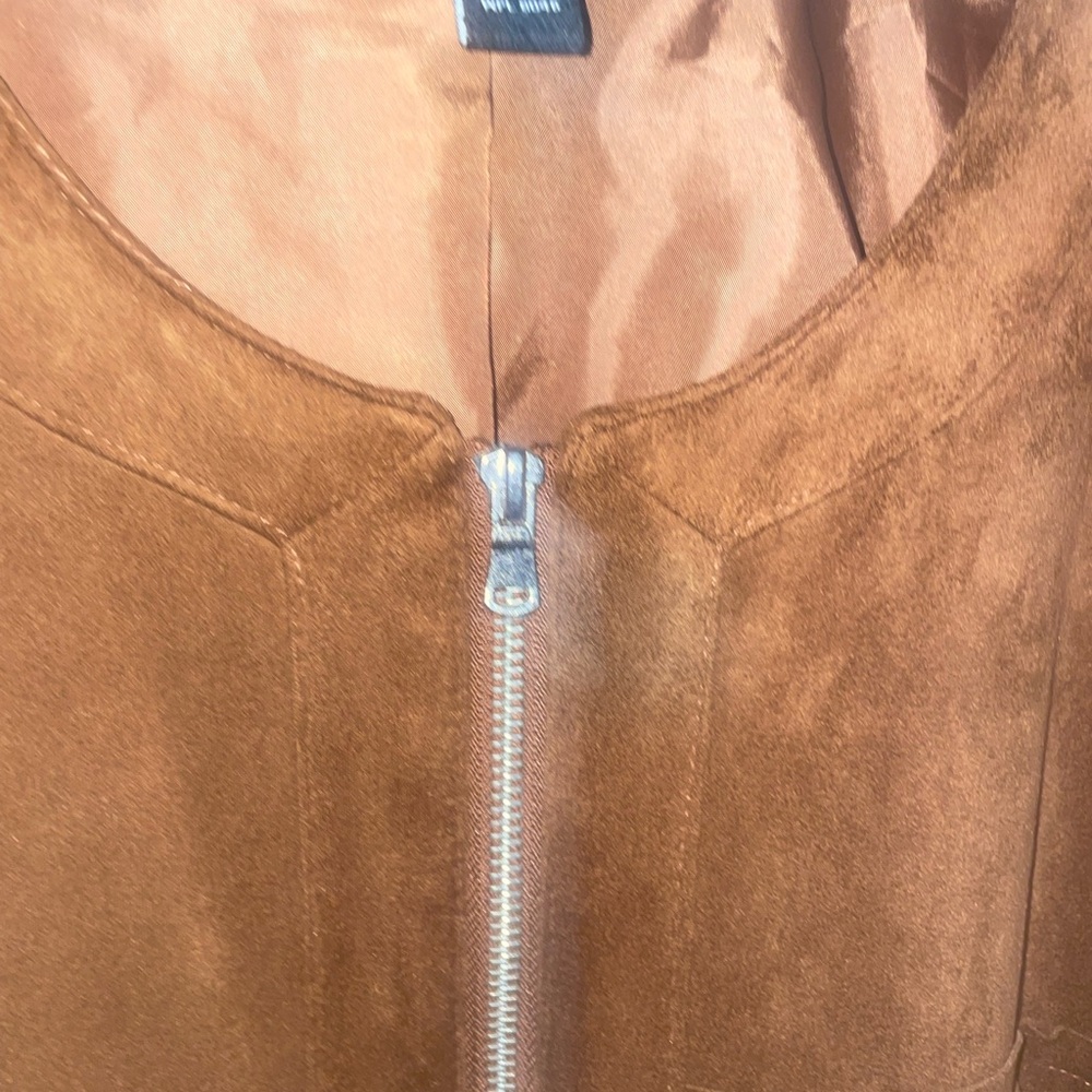INC International Concepts Faux Suede Ruffle Jacket Women's 1X Full Zip New - Picture 8 of 13